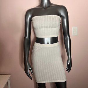 NWOT SHEIN Solid Rib-knit Tube Top and Bodycon Skirt Set White Size Small